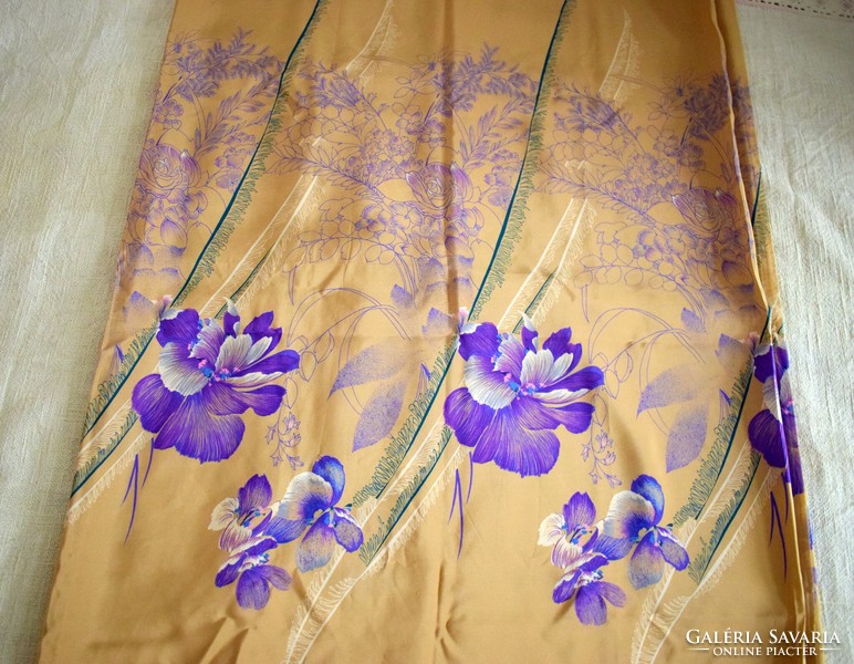 Chinese silk fabric repeating iris pattern 580 x 116 cm wide, in original box