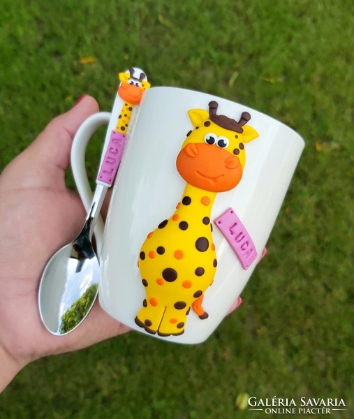 Giraffe mug and teaspoon set