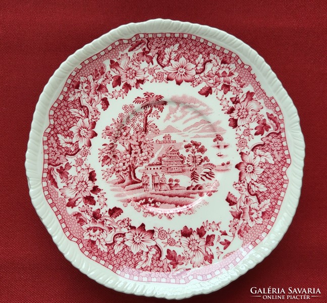 Seaforth woods burslem english burgundy scene porcelain saucer plate small plate