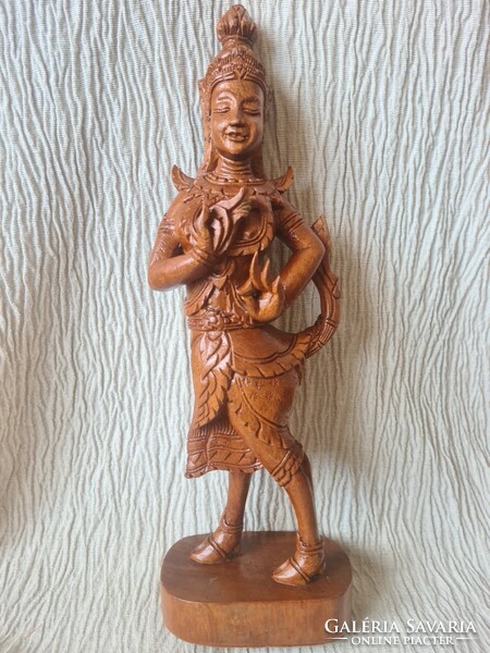 Thaiföldön készült, trópusi fából faragott szobrok. 2 db