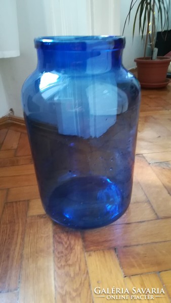 Large blue glass vase, bottle