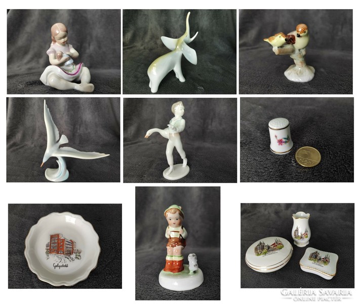 Porcelain figurines (Hólloháza, Bodrogkeresztúr, Aquincum, Drasche) sold together