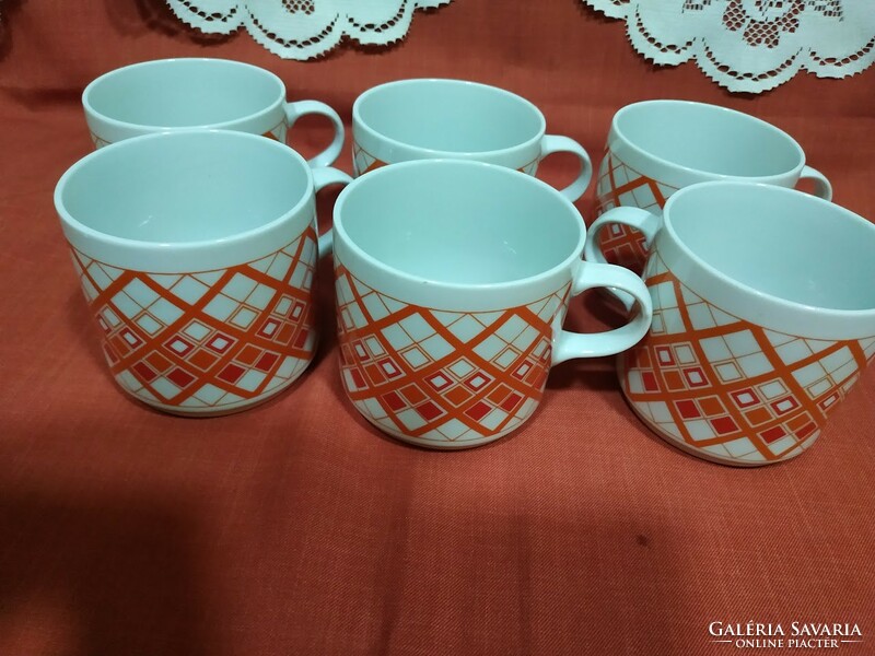 Checkered plain mugs (6 pcs.)