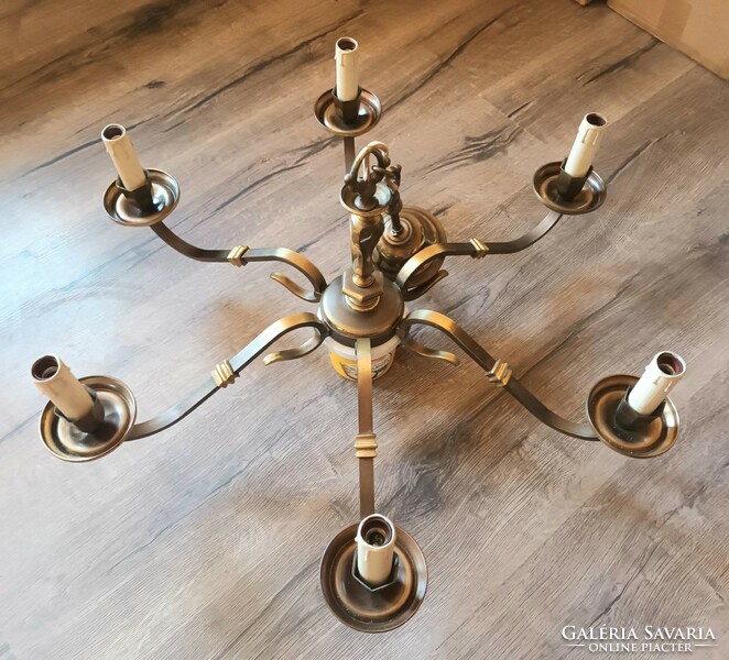 Antique 6-branch copper chandelier