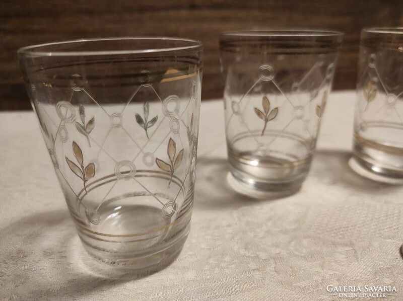 3 Old gold-painted thin glass cups