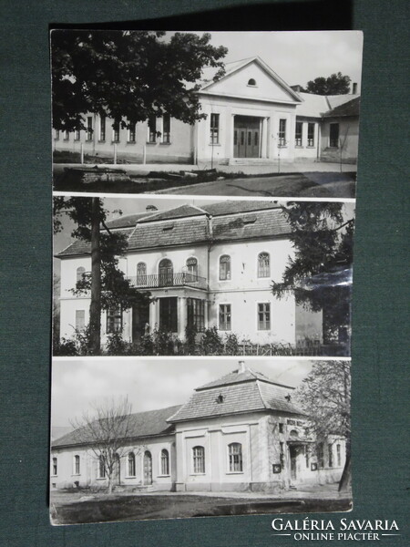 Postcard, barcs, details of museums, school, hospital, cinema, movie theater