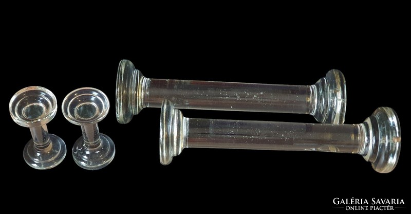 Antique Biedermeier solid glass postmen. 2 pairs of 4 pcs.