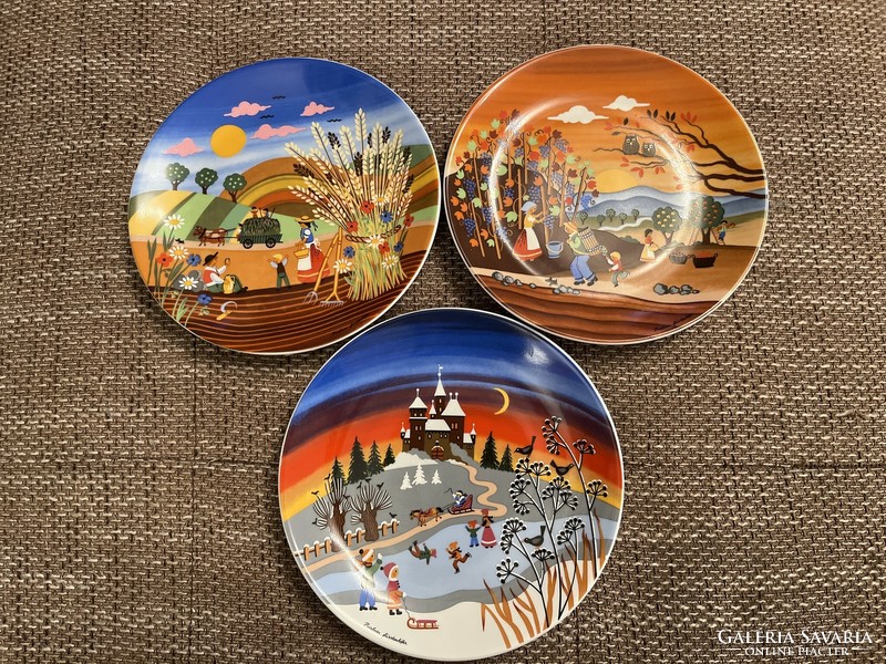 Bavaria dinner plates, four seasons based on the paintings of Barbara Fürstengöfer. 3 pieces, perfect condition