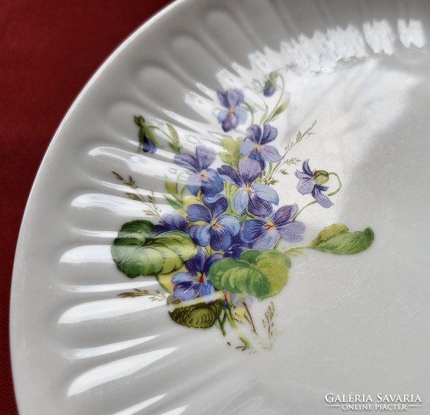 5db Henneberg német porcelán kistányér süteményes tányér kék ibolya mintával ibolyás