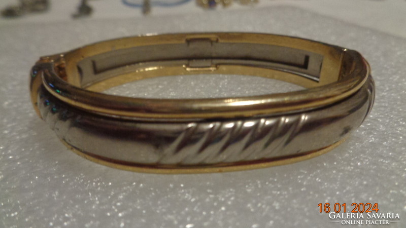 Antique bangle, bracelet, gold and silver, can be opened within approx. 6 cm