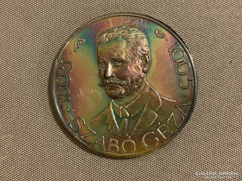 Goldsmith Géza Szabó's bronze coin, plaque in original case, a rarer version