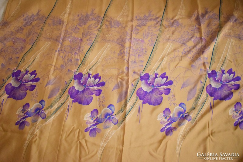 Chinese silk fabric repeating iris pattern 580 x 116 cm wide, in original box