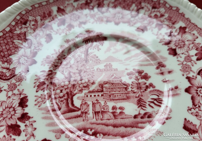 Seaforth woods burslem english burgundy scene porcelain saucer plate small plate