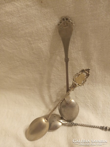 3 silver mocha spoons with enamel