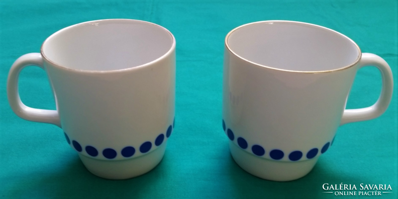 Alföldi porcelán kék pettyes, pöttyös csésze, pohár, nosztalgikus bögre együtt a kettő darab