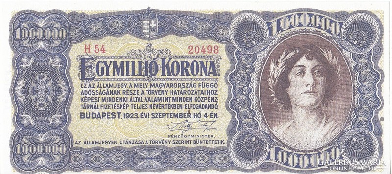 Hungary 1000000 crowns replica 1923 unc