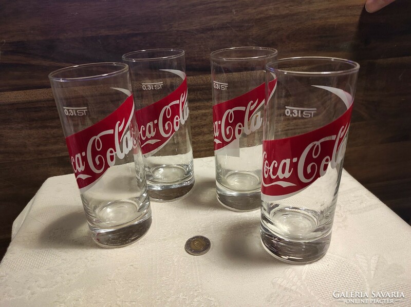 4 retro Coca-Cola glasses
