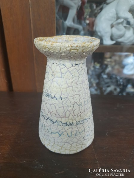 Large gabriella cracked glazed ceramic vase. 11.5 Cm.