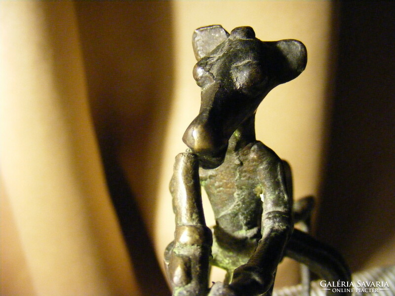 Bastar Dhokra törzsi művészet -  Zoomorf réz  szobor - Zenész állat lovas