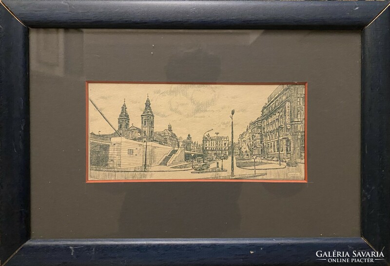 Mihály Csisztu: March 15. Square - etching
