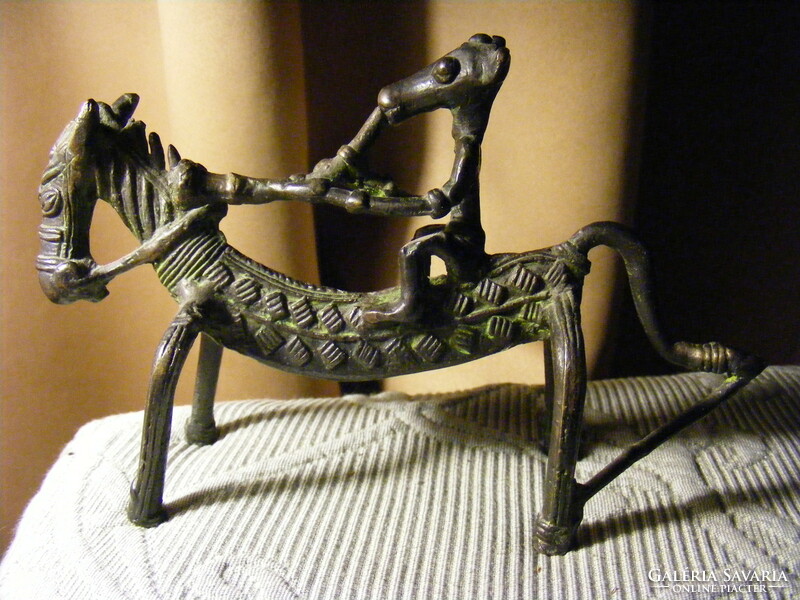 Bastar dhokra tribal art - zoomorphic copper sculpture - musician animal rider