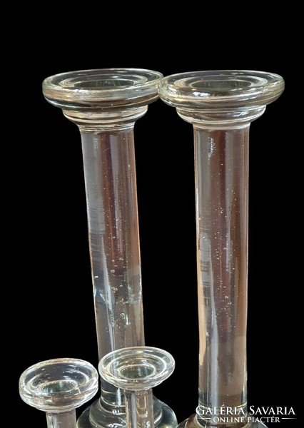 Antique Biedermeier solid glass postmen. 2 pairs of 4 pcs.