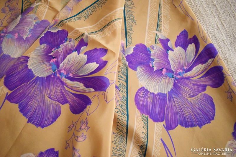 Chinese silk fabric repeating iris pattern 580 x 116 cm wide, in original box