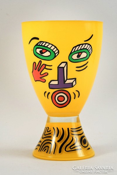 Nathalie du pasquier postmodern ritzenhoff glass vase 1980's, rare