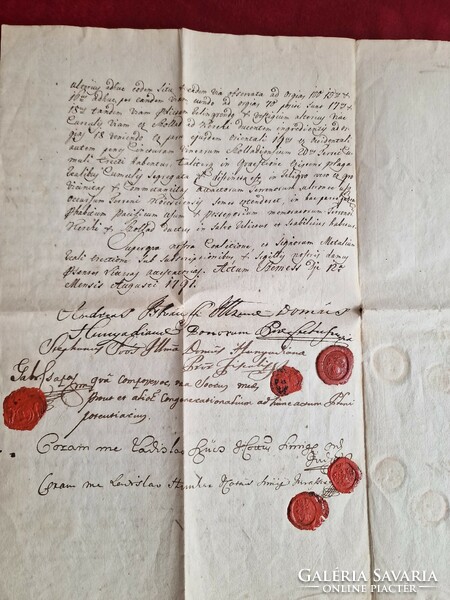 Antique contract, document, 1791.! About the sale of Balaton lands, with wax seals and signature