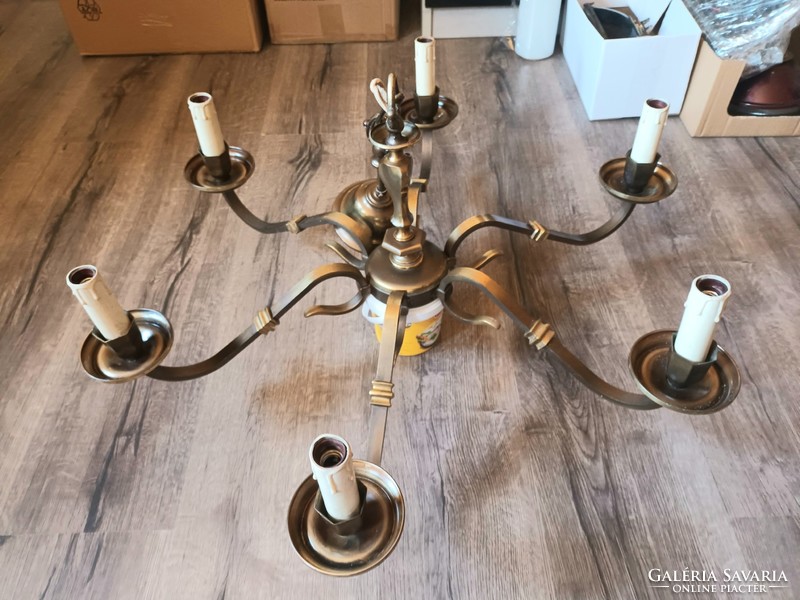 Antique 6-branch copper chandelier