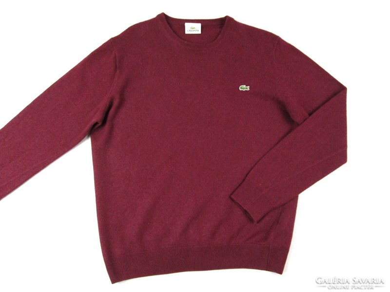 Original lacoste (s / m) elegant long-sleeved men's burgundy wool sweater