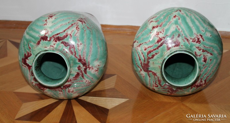 Pair of large industrial artist vases