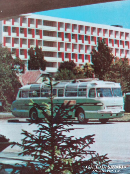 Régi képeslap Hajdúszoboszló 1971 Ikarusz farmotoros busz