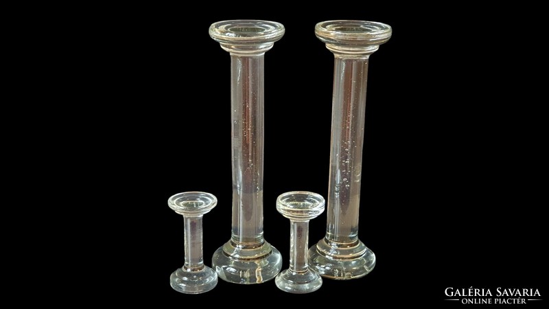 Antique Biedermeier solid glass postmen. 2 pairs of 4 pcs.