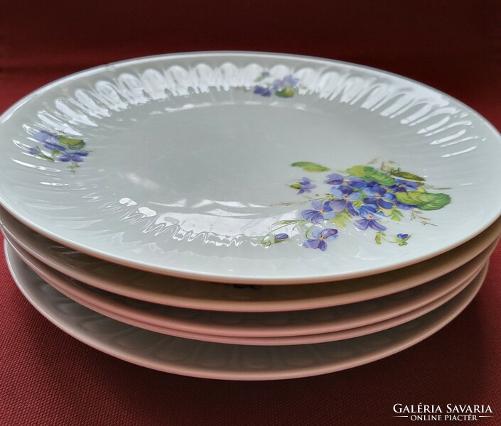 5pcs Henneberg German porcelain small plate cake plate with blue violet pattern violet