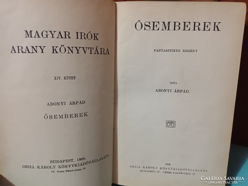 Abonyi Árpád - Ősemberek - 1908 - Grill Károly Könyvkiadó Vállalata