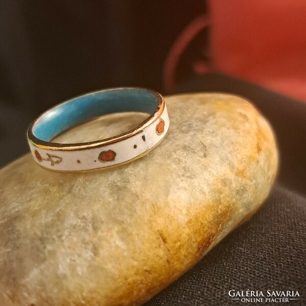 Gold-plated split enamel ring, delicate elegance
