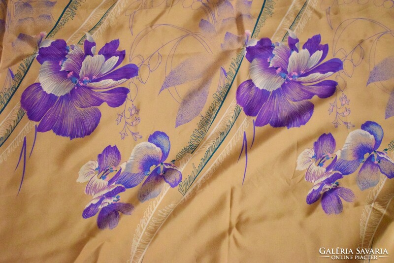 Chinese silk fabric repeating iris pattern 580 x 116 cm wide, in original box