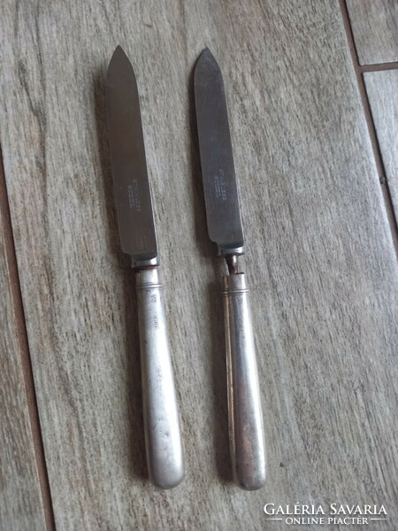 2 db antik ezüstmarkolatos gyümölcsvágó kés (1919)