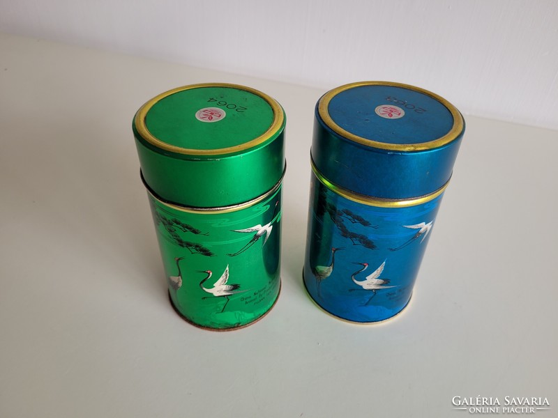 2 Pcs retro jasmine tea box unopened old tin tin metal box