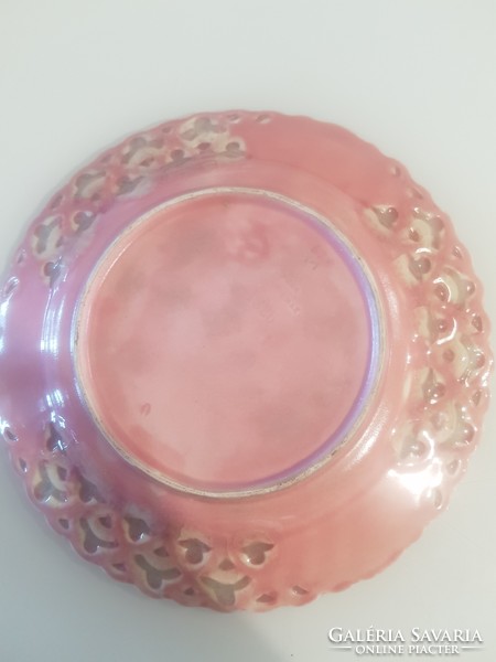 Zsolnay antik rózsaszín mázas tányér