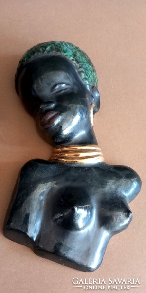 2 db Izsépy büszt kerámia néger női szobor ALKUDHATÓ  Art deco