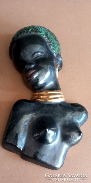 2 Pcs Izsépy bust ceramic negro female statue negotiable art deco