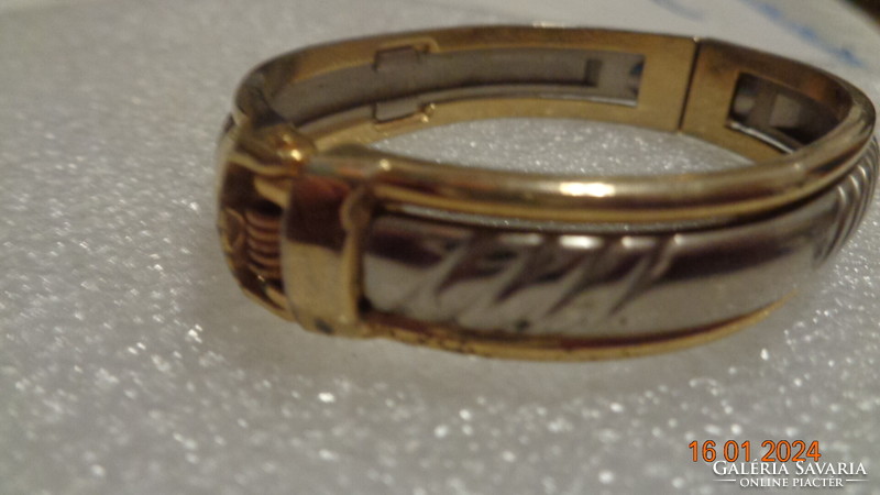 Antique bangle, bracelet, gold and silver, can be opened within approx. 6 cm