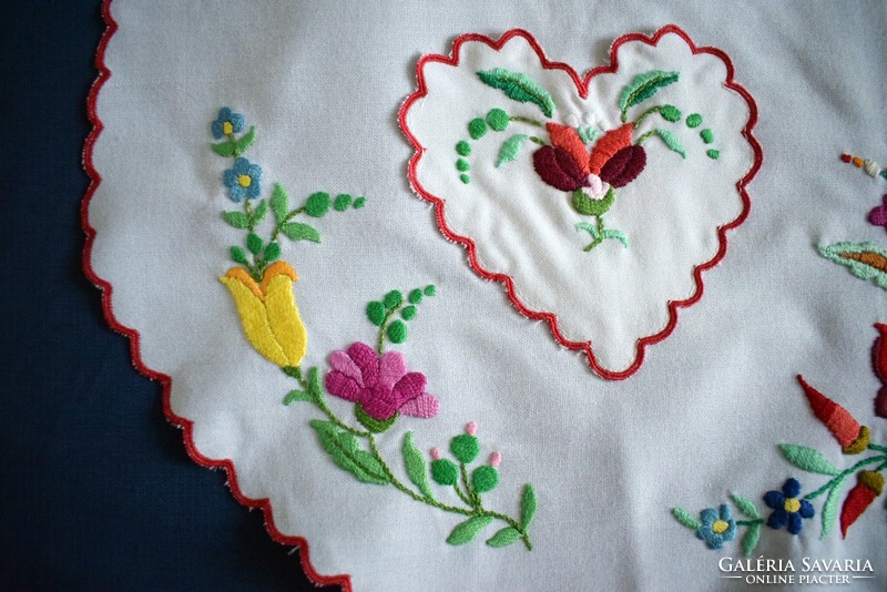 Apron embroidered Kalocsa pattern retro needlework, pocket pocket 58 x 58 cm + belt, adult size