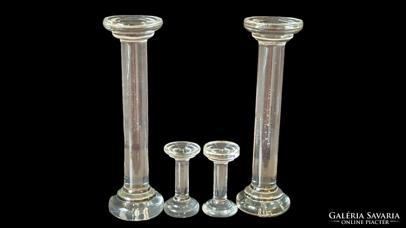 Régi, biedermeier tömör üveg posztamens. 2 db. egyforma. 10,6 cm. magasak.