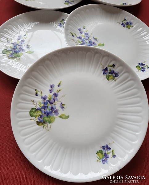 5pcs Henneberg German porcelain small plate cake plate with blue violet pattern violet