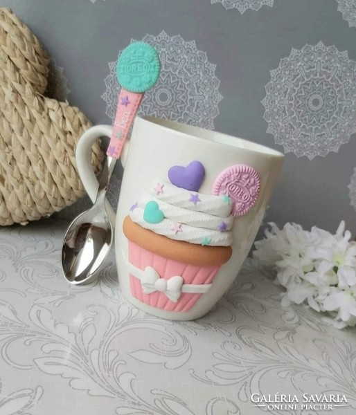 Cupcake mug and spoon set
