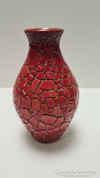 Zsolnay red shrink-glaze eosin vase