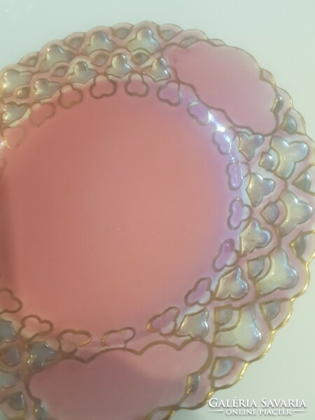 Zsolnay antik rózsaszín mázas tányér